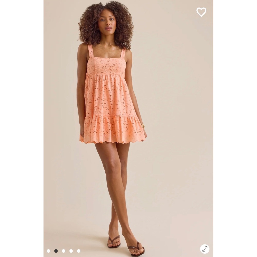 Altar'd State Eyelet Mini Dress Square Neck Tie Back Babydoll Tiered Size‎ XL